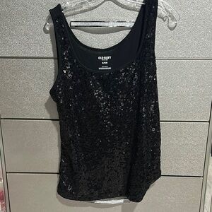 Old Navy Black Sequin Tank Top